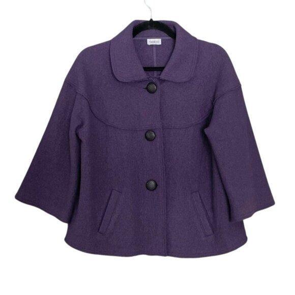 Jackets & Blazers - GELCO Vintage Wool Button Front Cropped Jacket Purple 16 UK
